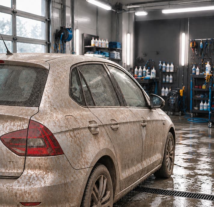 Dirty car before a wash